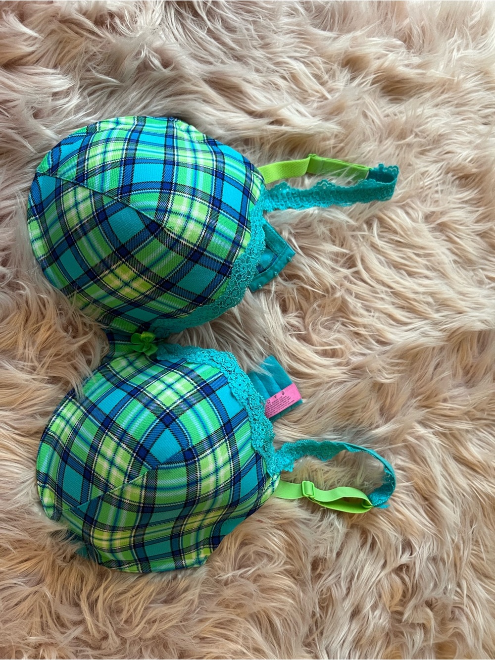 Fruit of the Loom Blue & Green Plaid Plus Size Bra